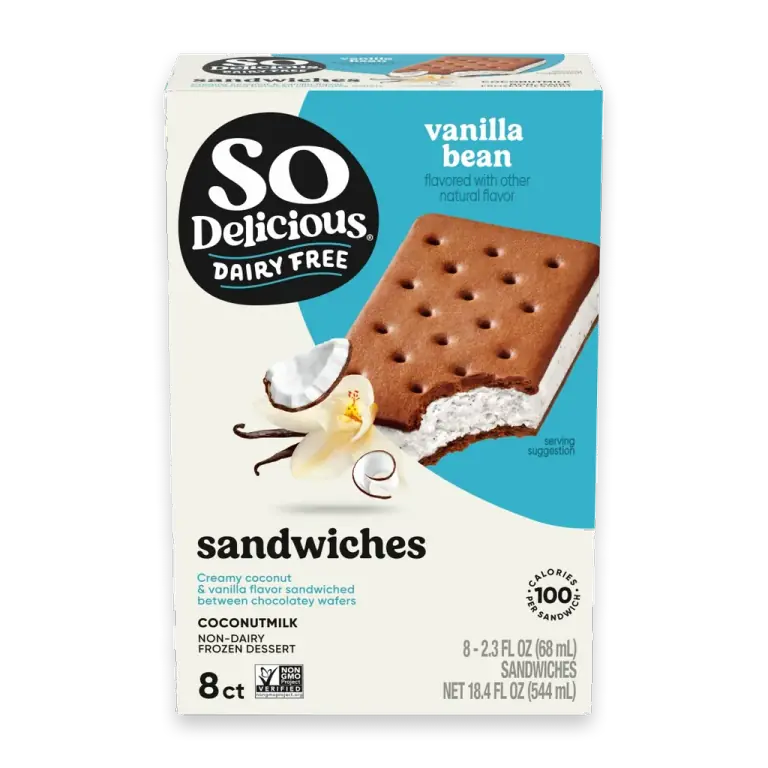 Dairy Free Vegan Vanilla Bean Coconut Milk Frozen Dessert Sandwiches