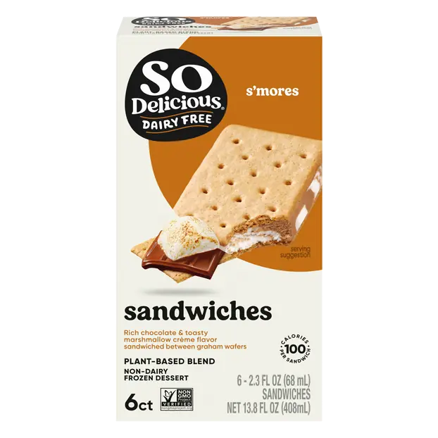 Plant-Based S'mores Frozen Dessert Sandwiches - 6 ct