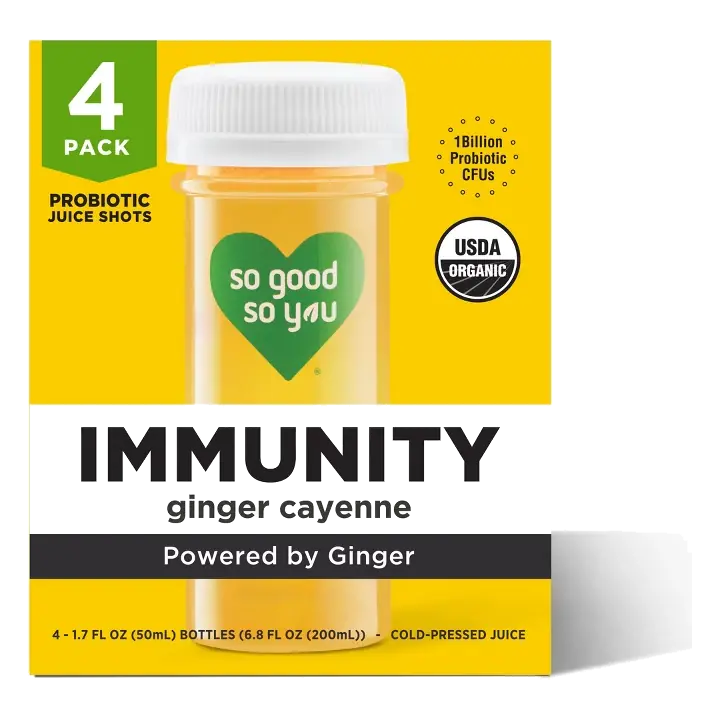 So Good So You Immunity Ginger Cayenne Organic Probiotic Juice Shots, 4ct/1.7 fl oz