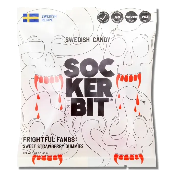 Sockerbit Halloween Frightful Fangs Sweet Gummy Candy, 2.82oz