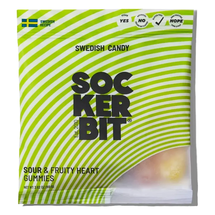 Sockerbit Swedish Candy Sour & Fruity Heart Gummy, 2.82oz