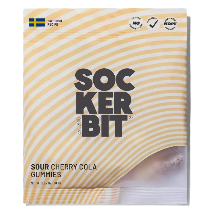 Sockerbit Swedish Candy Sour Cola & Cherry Bottles, 2.82oz