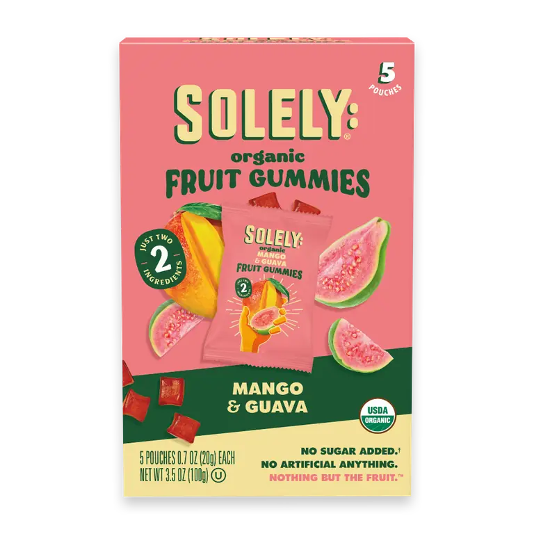 Organic Whole-Fruit Mango & Guava Fruit Gummies Pouches