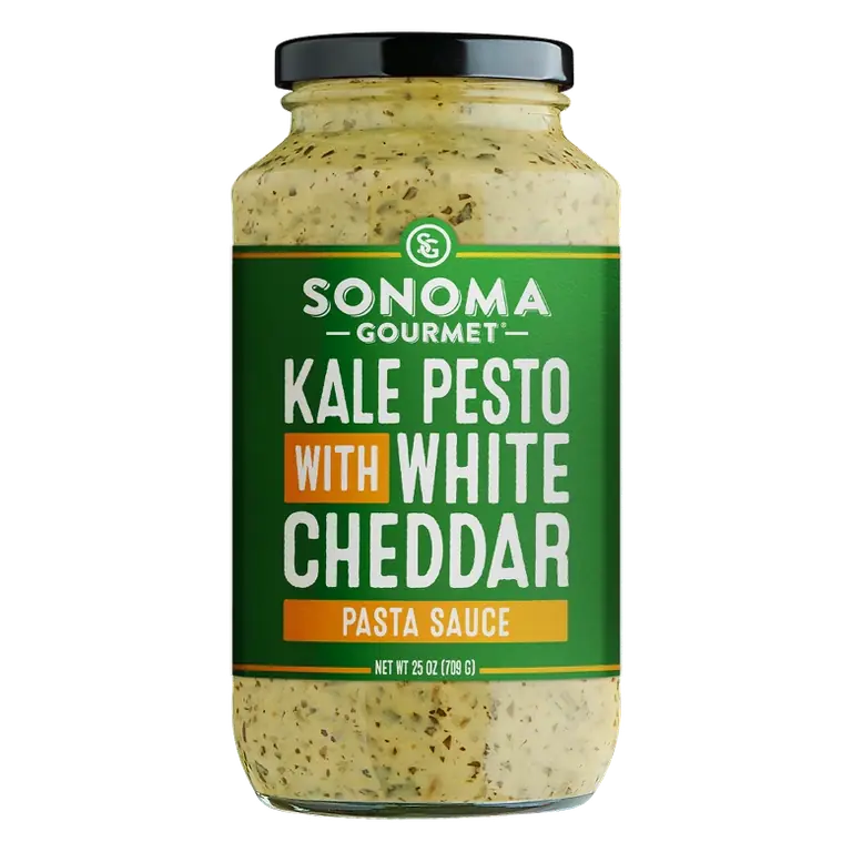 Kale Pesto with White Cheddar Pasta Sauce