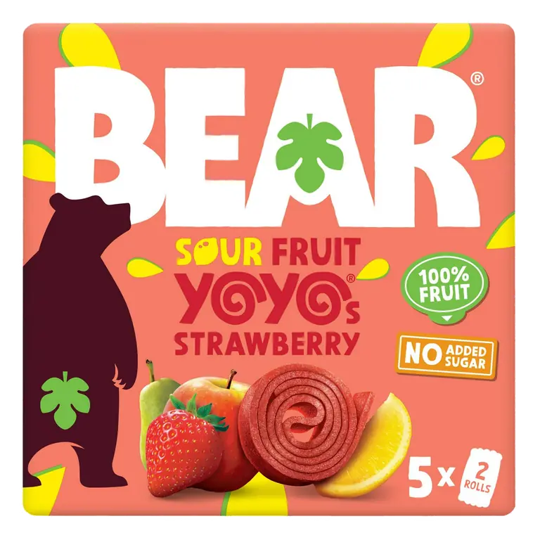 BEAR Xtreme Fruit Yoyos Sour Strawberry Multipack 5x20g