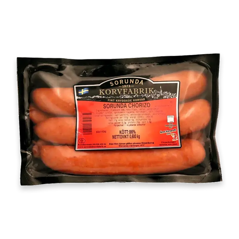 Chorizo 86% Kötthalt 600g Sorunda Korv