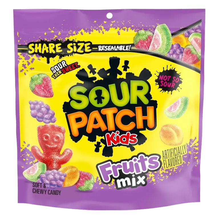 SOUR PATCH KIDS Fruits Mix Soft & Chewy Gummy Candy Share Size, 11.03oz