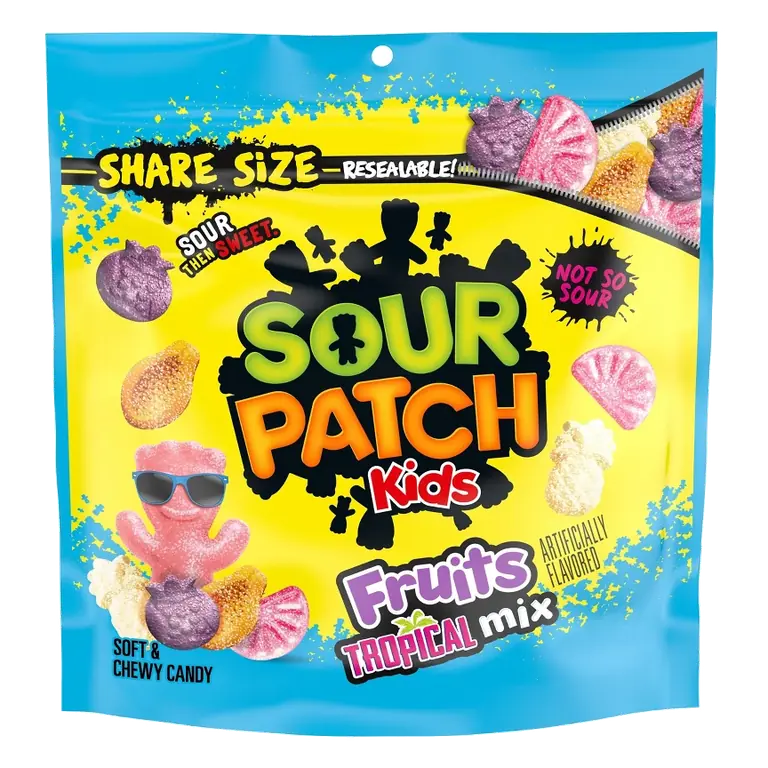 SOUR PATCH KIDS Fruits Tropical Mix Soft & Chewy Gummy Candy - Share Size - 11.11oz