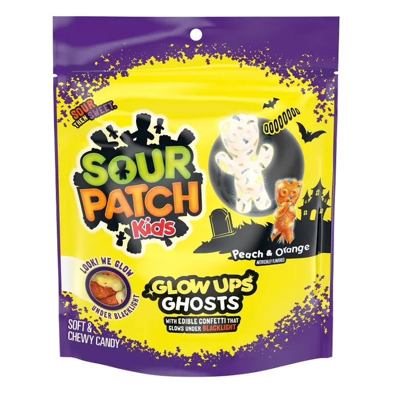 SOUR PATCH KIDS Glow Ups Ghosts Halloween Soft & Chewy Candy, 8.37oz