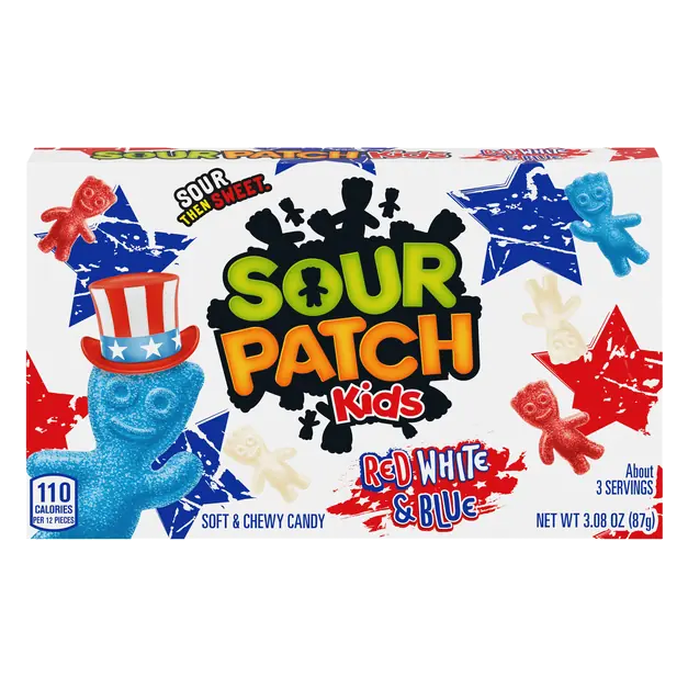 Kids Patriotic Sour Then Sweet Chewy Candy Movie Theater Box