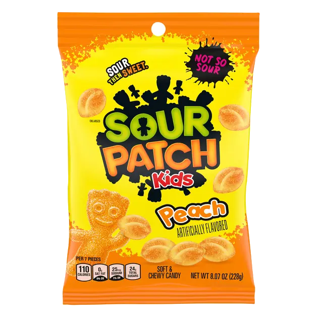 Kids Peach Sour Then Sweet Soft & Chewy Candy