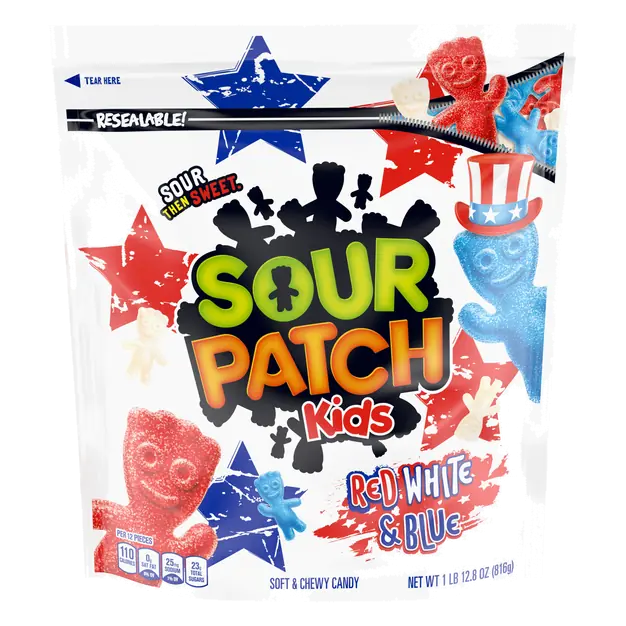 Kids Red White & Blue Sour Then Sweet Soft & Chewy Candy
