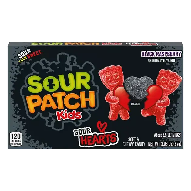 Sour Hearts Soft & Chewy Black Raspberry Candy