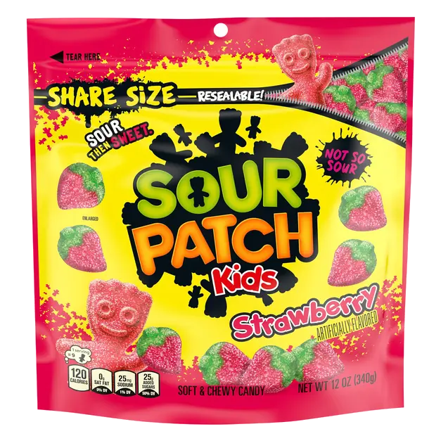 Kids Strawberry Sour Then Sweet Soft & Chewy Candy Share Size