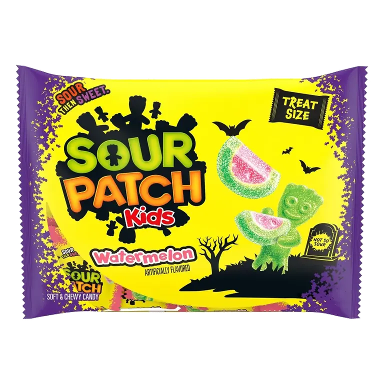 SOUR PATCH KIDS Watermelon Soft & Chewy Gummy Halloween Candy Bag, 9.7oz/22ct