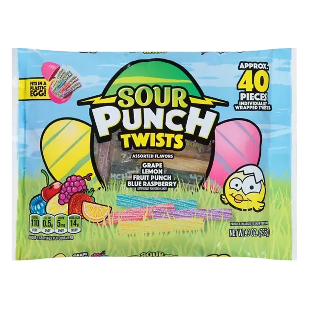 Assorted Grape, Lemon, Fruit Punch, Blue Raspberry Twists Candy