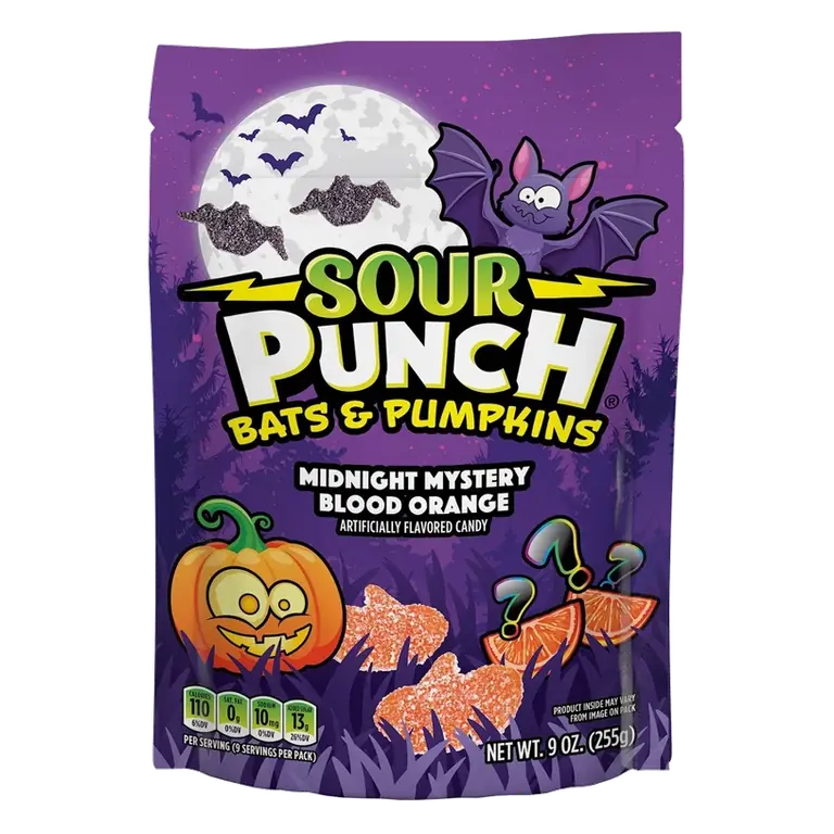 Sour Punch Bats & Pumpkins Halloween Candy, 9oz