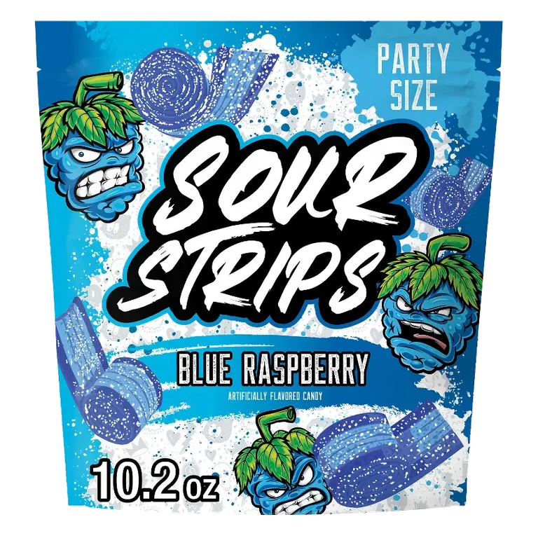 Sour Strips Blue Raspberry Candy Party Pack, 10.2oz
