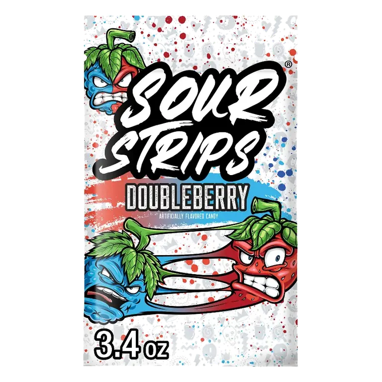 Sour Strips Duos Doubleberry Flavored Chewy Candy, 3.4oz