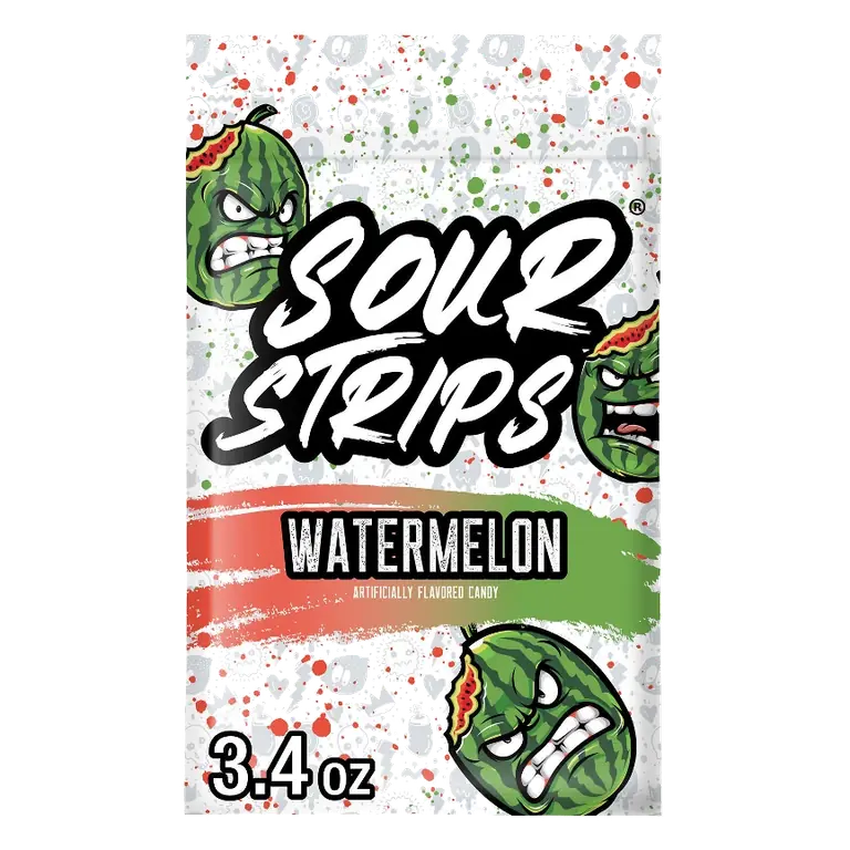 Sour Strips Watermelon Candy Peg Bag, 3.4oz