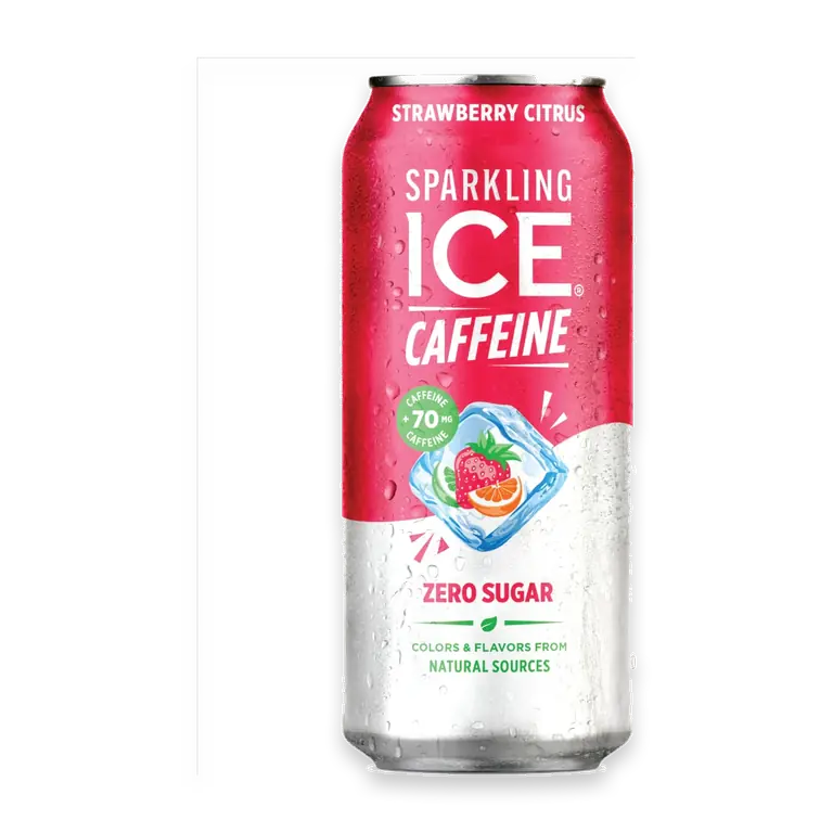 Caffeinated Strawberry Citrus Flavored Sparkling Water Can