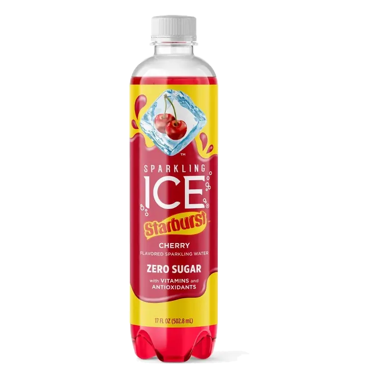 Sparkling Ice Cherry Starburst, 17 fl oz Bottle: No Added Sugar, No Artificial Colors, No Artificial Flavors