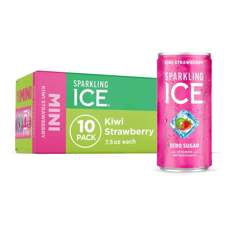 Sparkling ICE Kiwi Strawberry Sparkling Water, 10pk/7.5 fl oz Mini Cans: Caffeine Free, Vitamin Enhanced