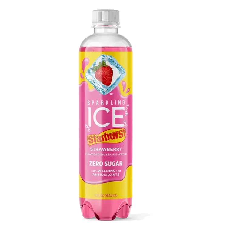 Sparkling Ice Strawberry Starburst, 17 fl oz Bottle: Caffeine-Free, No Added Sugar, Gluten-Free