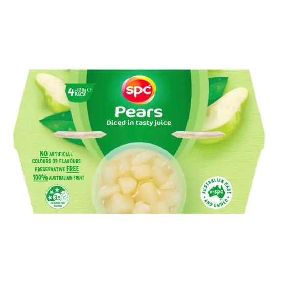Diced Fruit Pears In Juice 4x120g