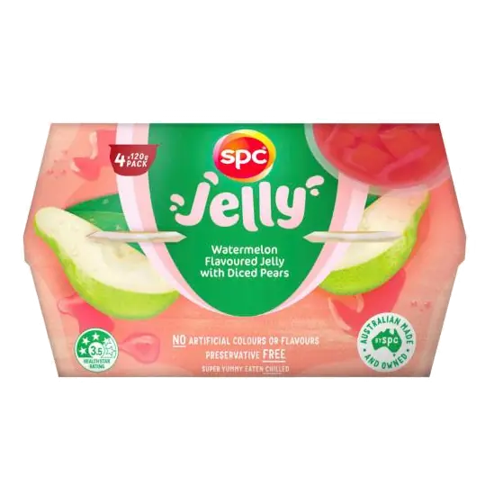 Watermelon Flavoured Jelly With Diced Pears 4x120g