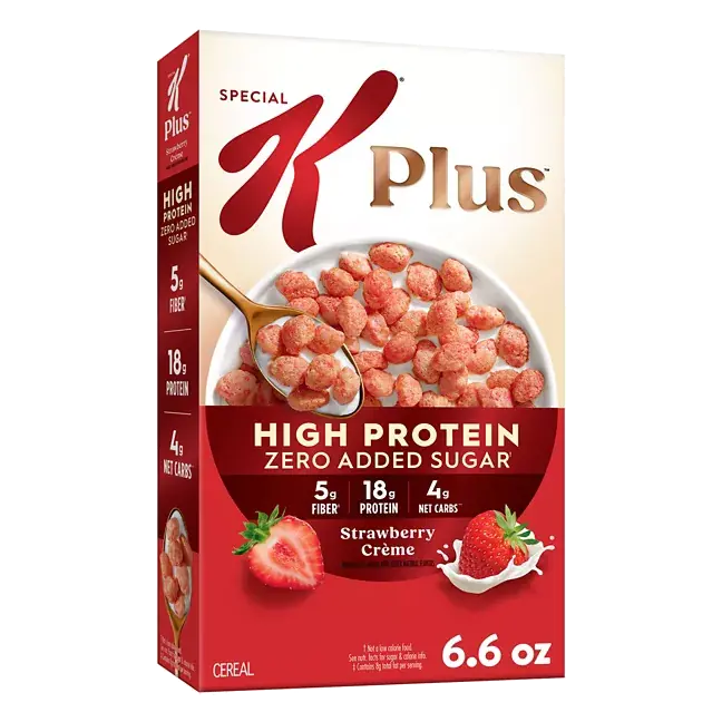 Plus High Protein Zero Added Sugar Cereal, Strawberry Creme