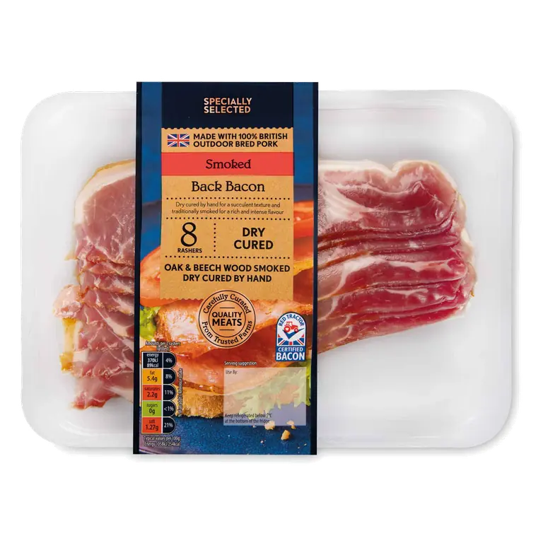 100% British Pork Dry Cured Smoked Back Bacon 8 Pack