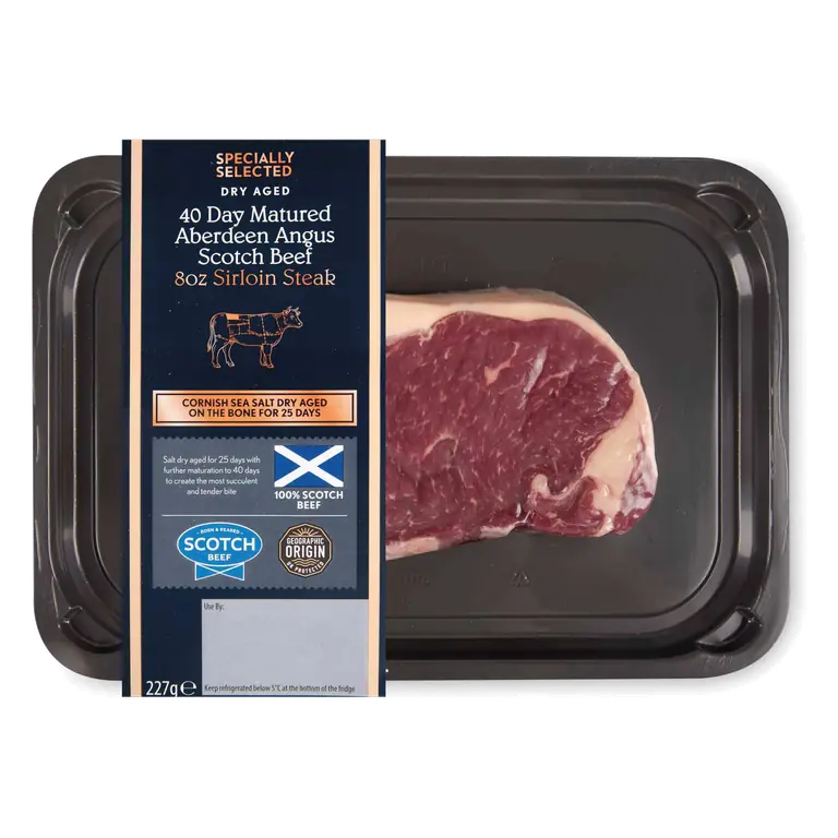 100% Scotch Beef Salt Dry Aged Aberdeen Angus 8oz Sirloin Steak