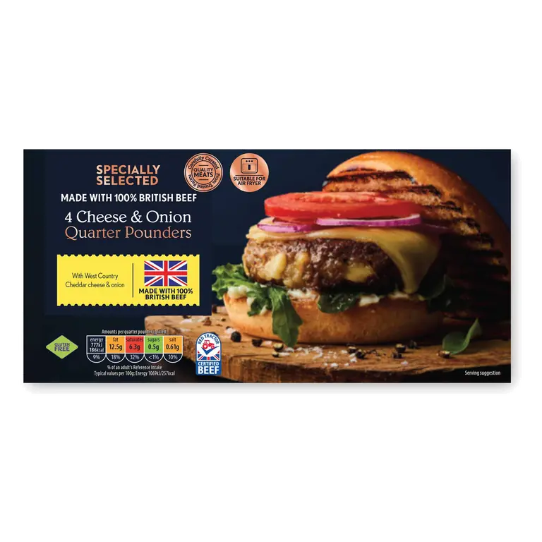 Cheese & Onion Quarter Pounders 4 Pack