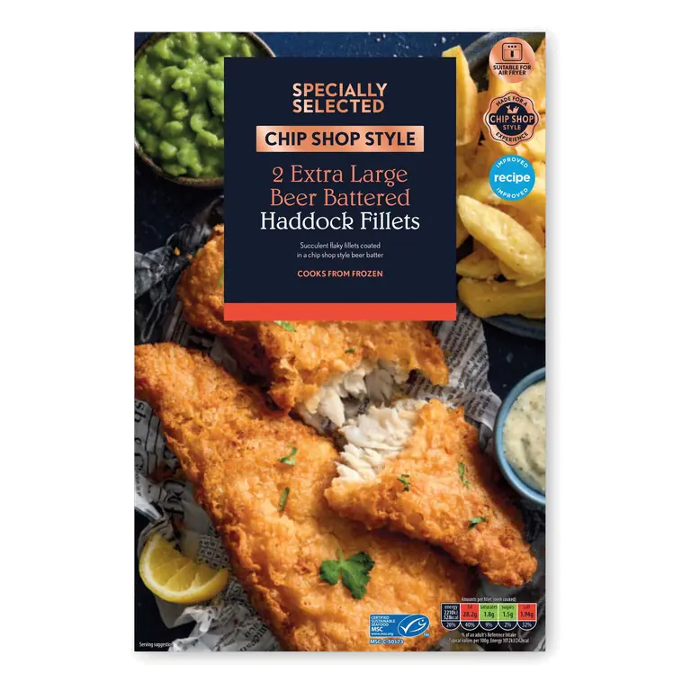 Chip Shop Style Extra Large Beer Battered Haddock Fillets 2 Pack