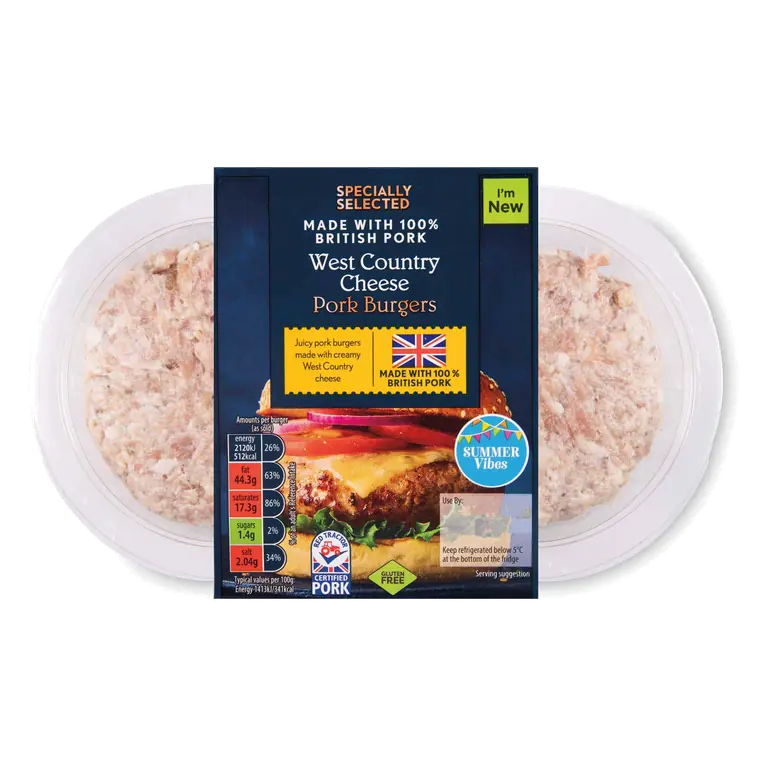 Flavoured Pork Burgers West Co Cheese