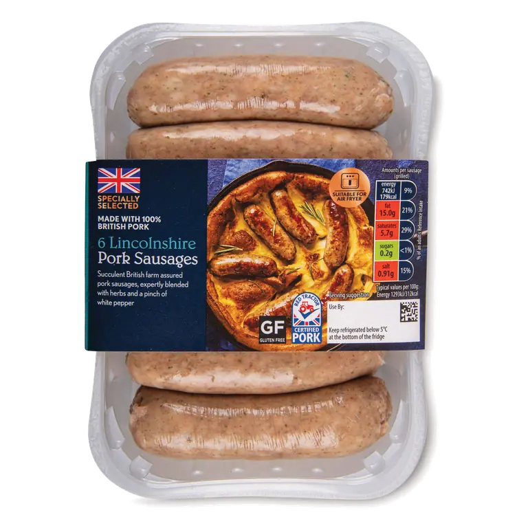 Lincolnshire Pork Sausages 6 Pack