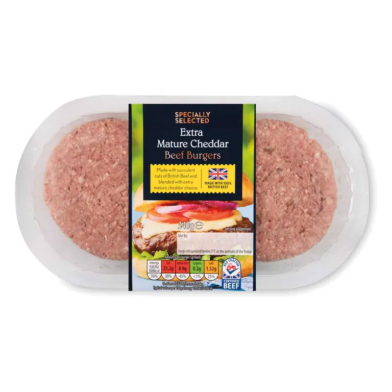 Mature Cheddar Beef Burgers