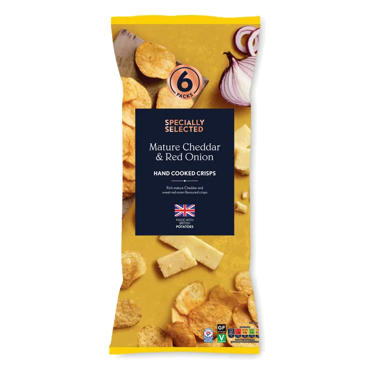 Mature Cheddar & Red Onion Hand Cooked Crisps 6 Pack