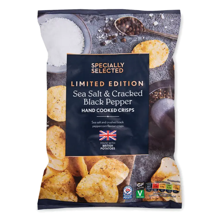 Sea Salt & Cracked Black Pepper Hand Cooked Crisps