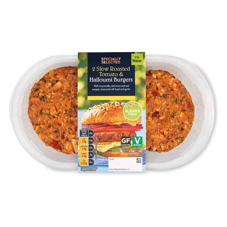Slow Roasted Tomato & Halloumi Vegetable Burgers 2 Pack