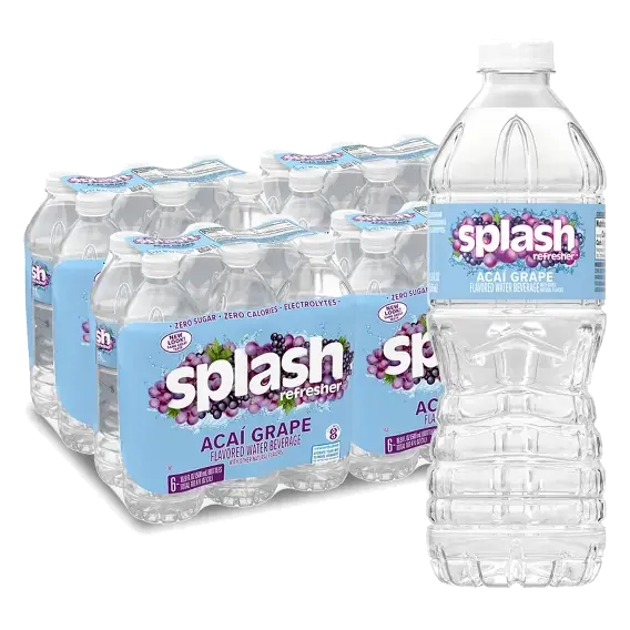 Splash Refresher Acai Grape Flavored Water Beverage, 24 Pack/16.9 Fl Oz, Plastic Bottles