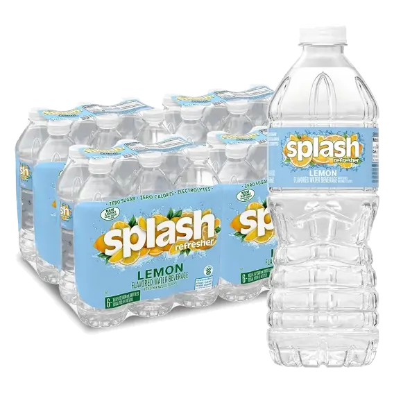 Splash Refresher Lemon Flavored Water Beverage, 24 Pack/16.9 Fl Oz, Plastic Bottles: Non-Caffeinated