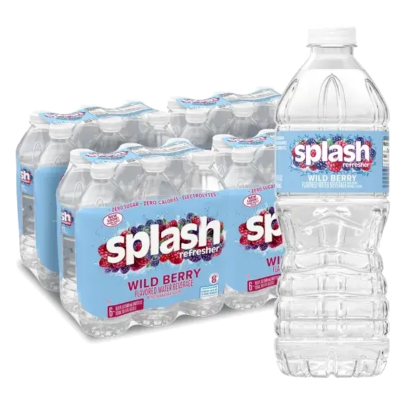 Splash Refresher Wild Berry Flavored Water Beverage, 24 Pack/16.9 Fl Oz, Plastic Bottles