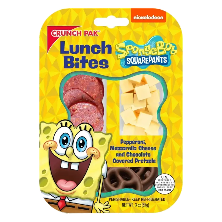 Crunch Pak SpongeBob SquarePants Lunch Bites with Pepperoni, Mozzarella & Chocolate Covered Pretzels, 3oz