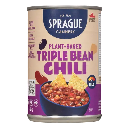 Sprague Vegan Canned Chili Triple Bean Mild 425 g