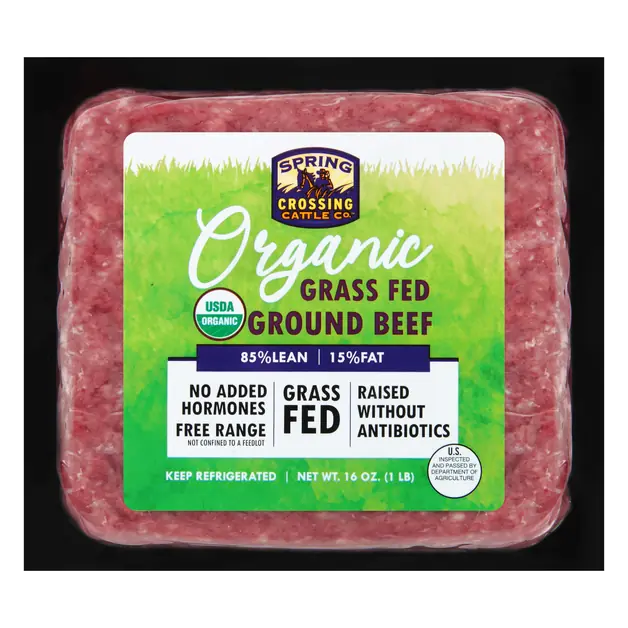 Organic 85% Lean 15% Fat Grass-fed Ground Beef