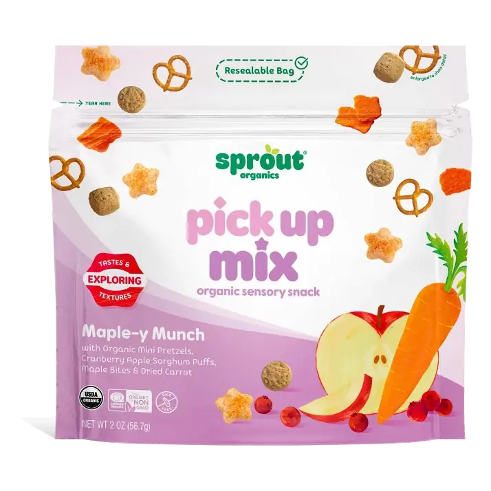 Sprout Organics Pick Up Mix Maple-y Munch Organic Sensory Snack, 2oz: Toddler Snack, Pouch, Ready To Eat