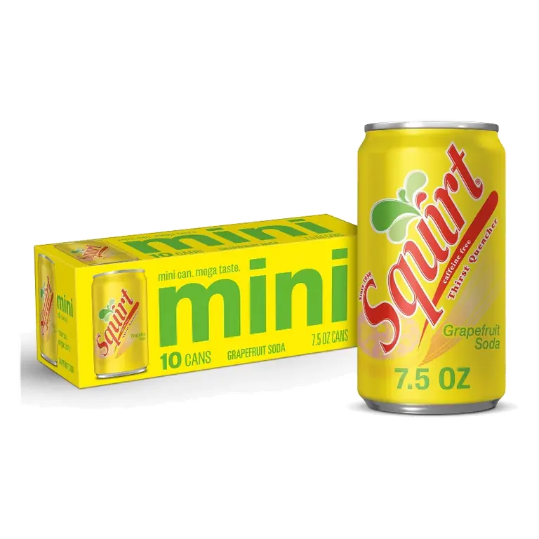 Squirt Soda, 10pk/7.5 fl oz Mini Cans: Non-Caffeinated, Grapefruit Flavor
