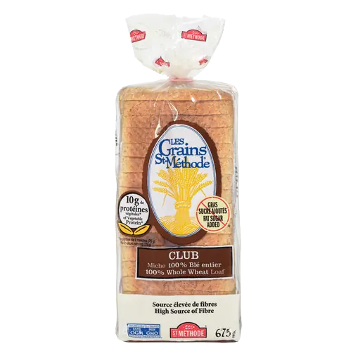 100% Whole Wheat Bread no fat and no sugar added 675 g